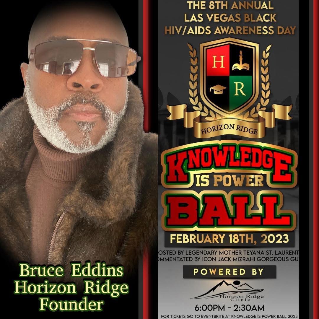 Bruce Eddins and the 2023 Knowledge Is Power Ball poster for Black HIV/AIDS Awareness Day